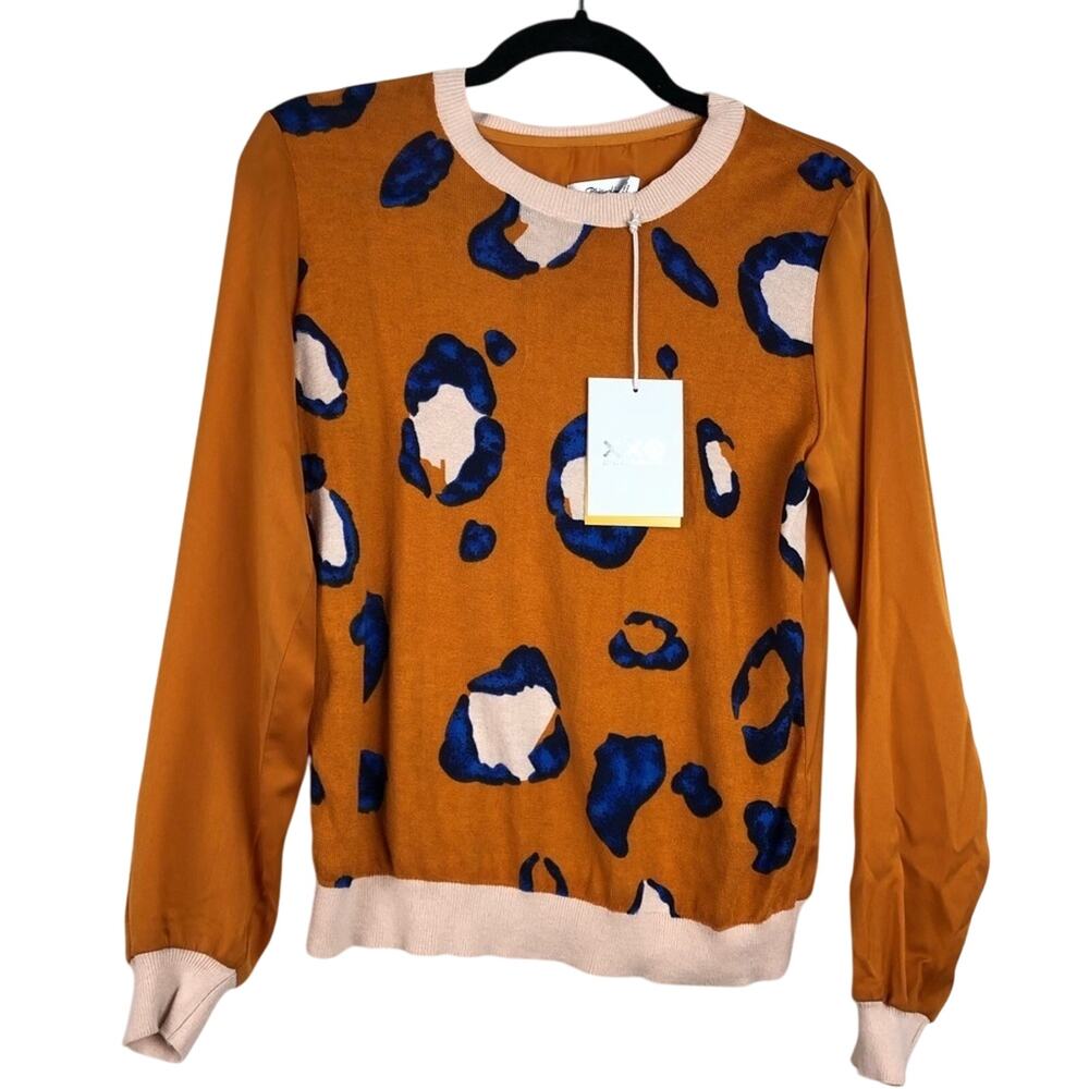 Phillip Lim For Target Animal Print Orange Sweater Womens XS Classic Fall